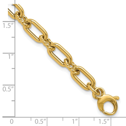 14K Yellow Gold Polished & Textured Fancy Link Bracelet