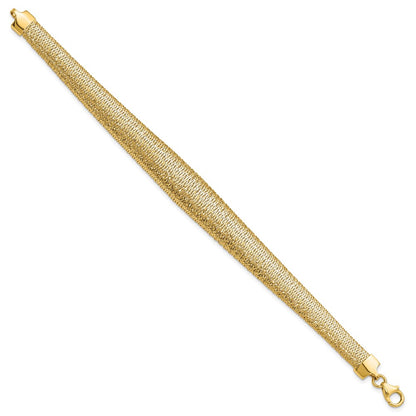 14K Yellow Gold Polished Woven Graduated Dome Bracelet