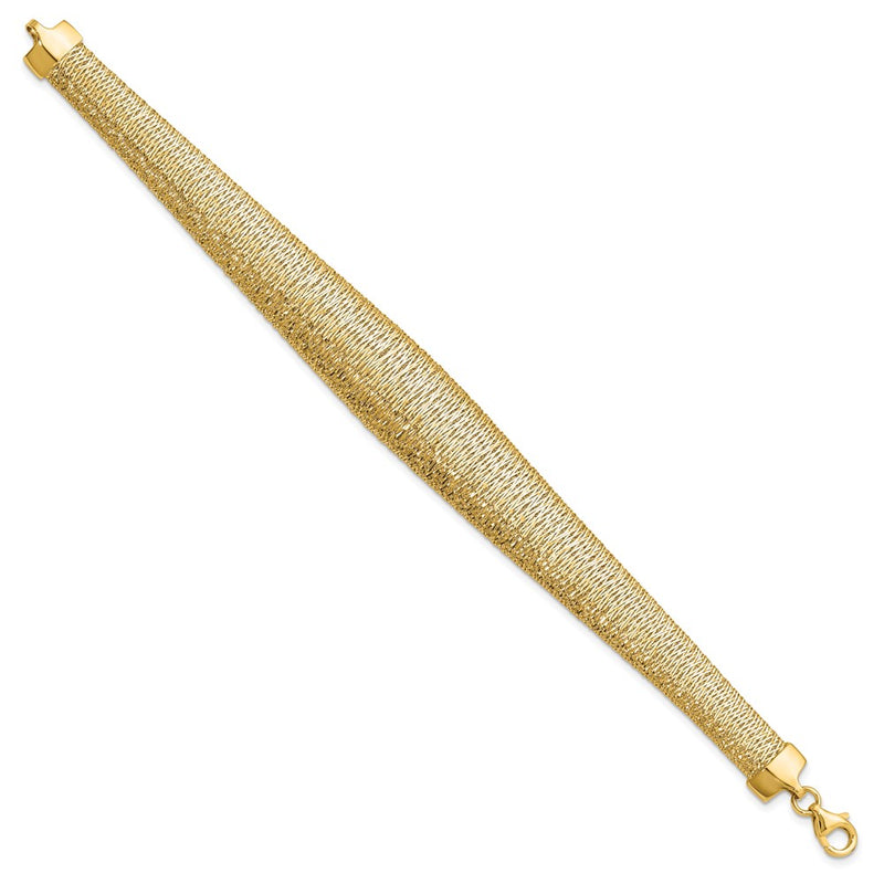 14K Yellow Gold Polished Woven Graduated Dome Bracelet