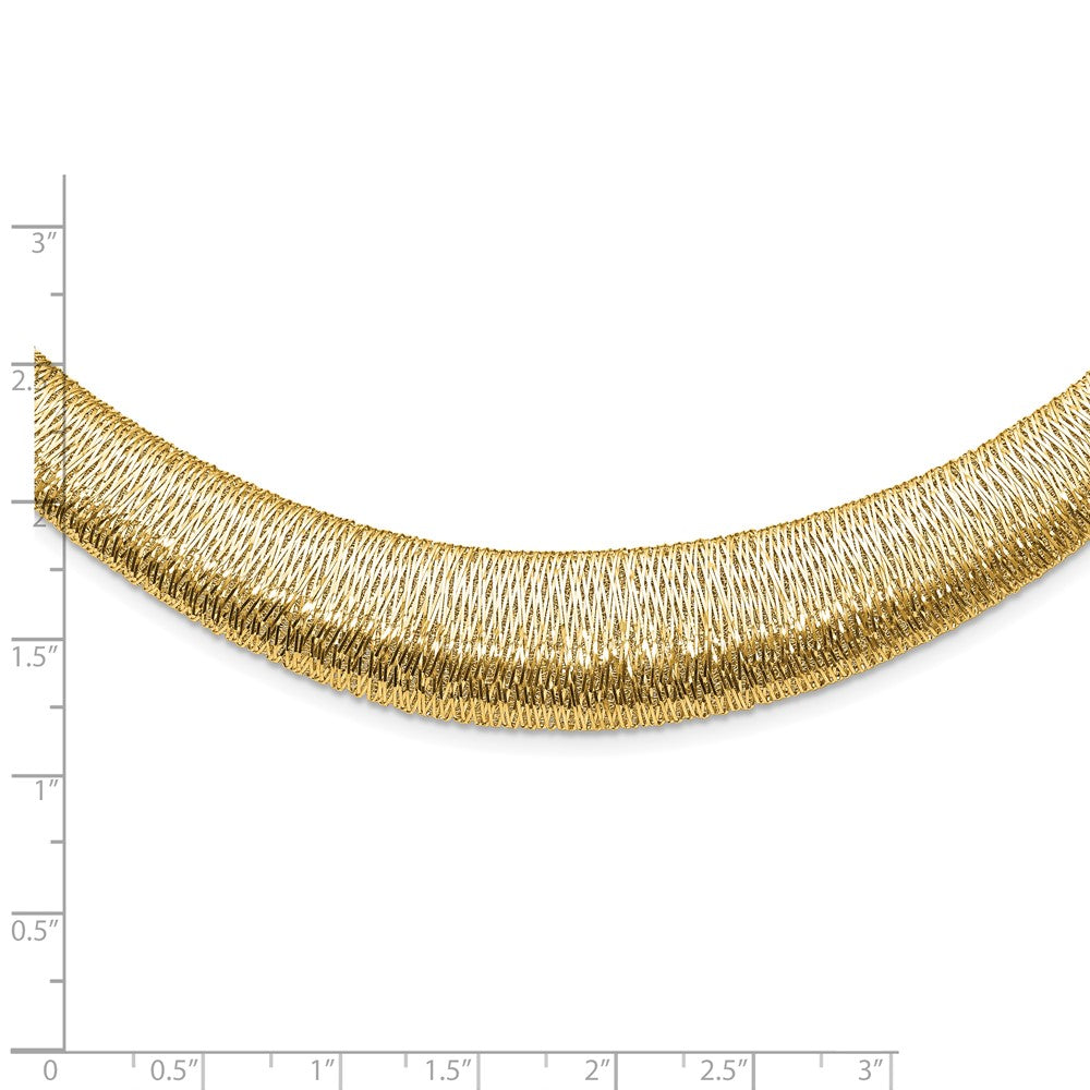 14K Yellow Gold Polished Woven Graduated Dome Necklace