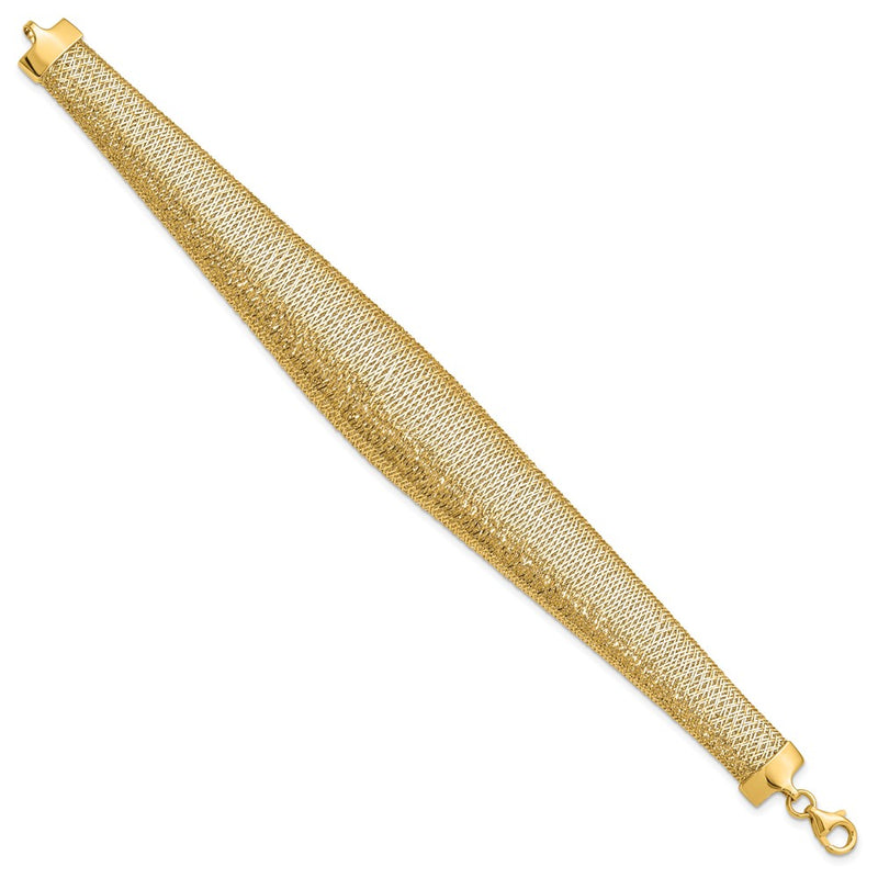 14K Yellow Gold Polished Woven Graduated Dome Bracelet