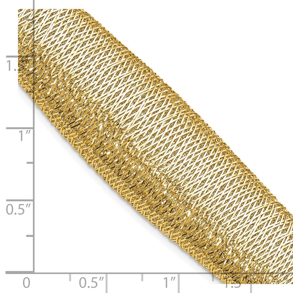 14K Yellow Gold Polished Woven Graduated Dome Bracelet