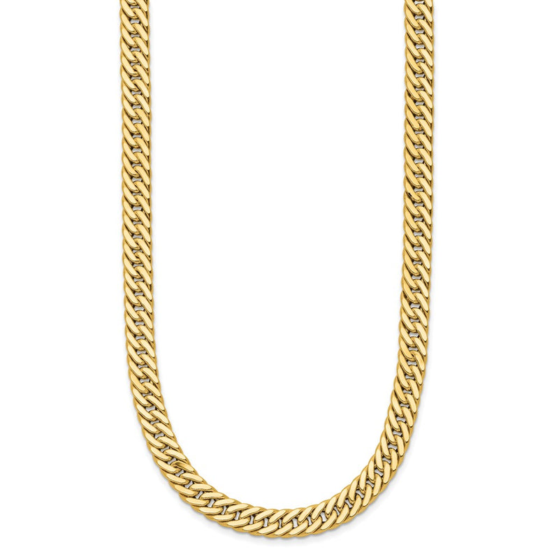 14K Yellow Gold Polished And Satin Reversible Fancy Curb Necklace