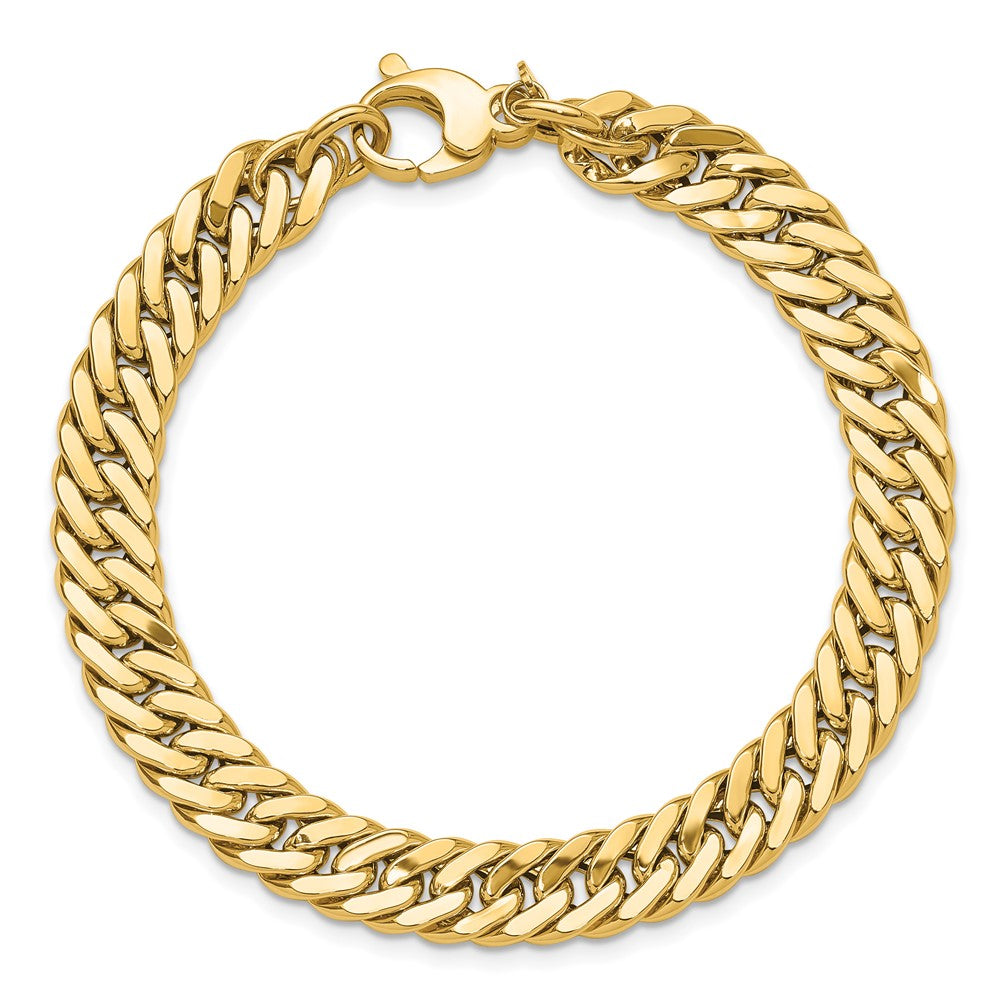 14K Yellow Gold Polished And Satin Reversible Fancy Curb Bracelet
