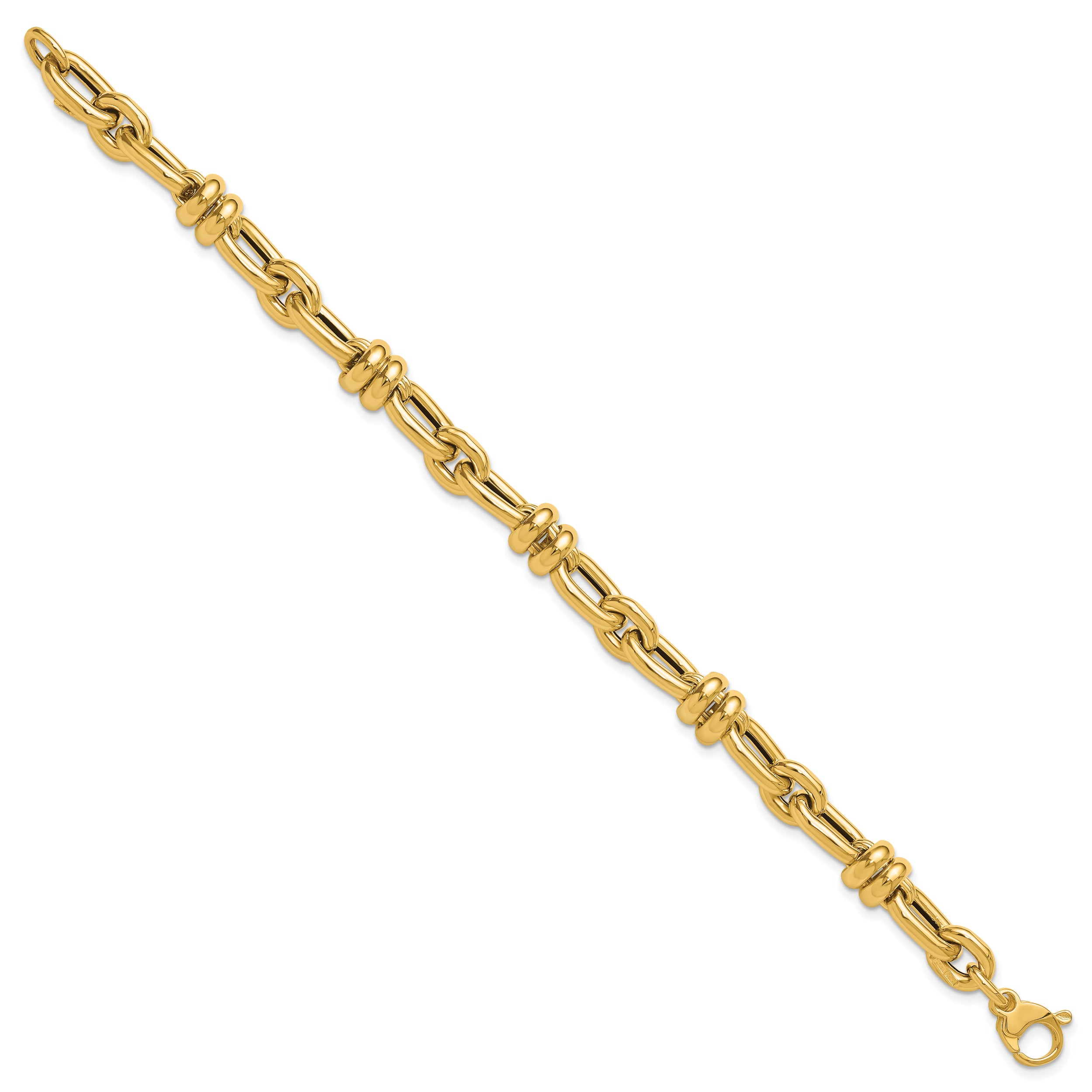 14K Yellow Gold Polished Fancy Link Bracelet