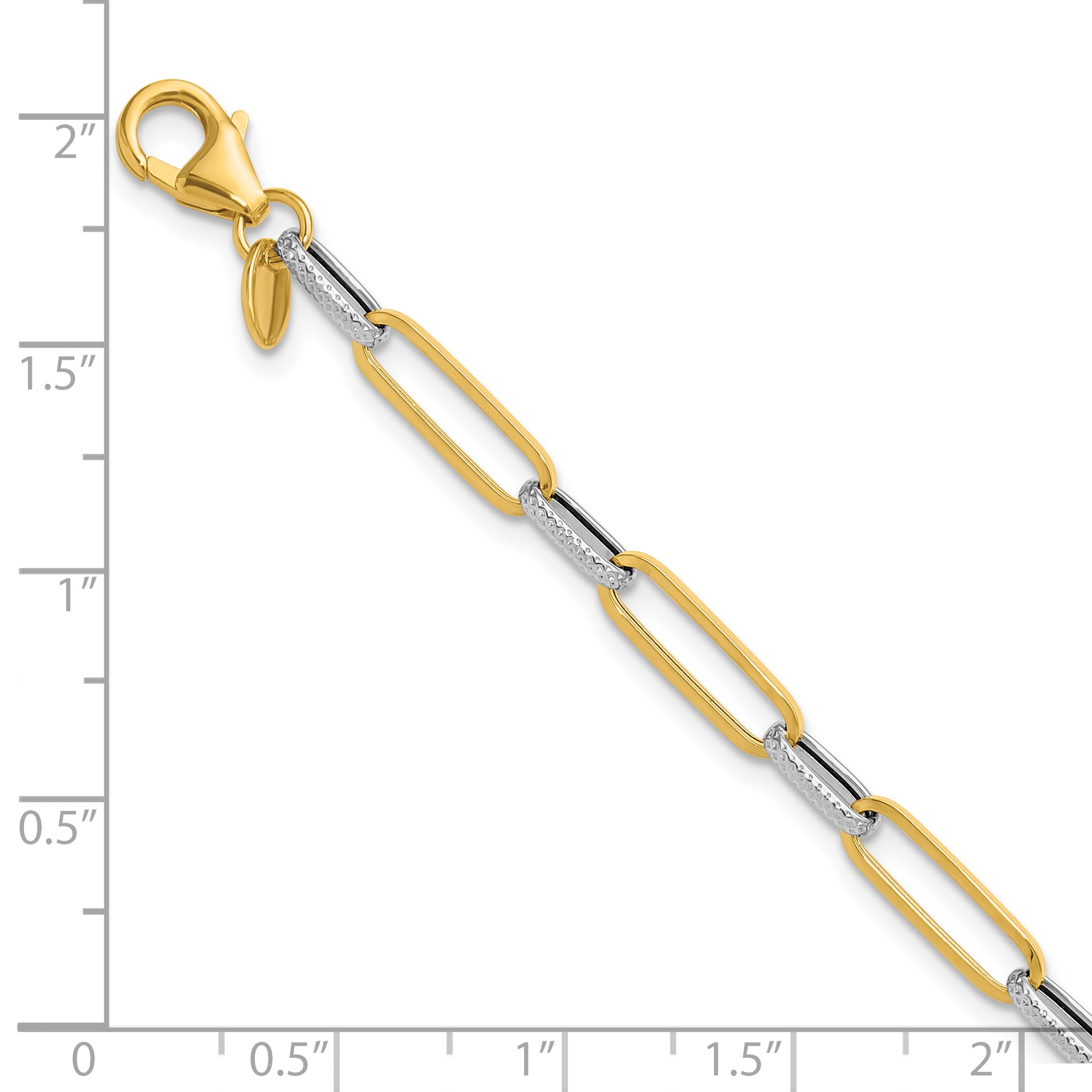 14K Yellow & Rhodium White Rhod Polished/Textured Fancy Link Bracelet