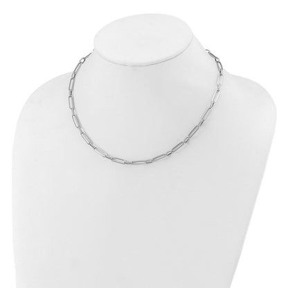 14K White Gold Polished And Textured Fancy Link Chain Necklace