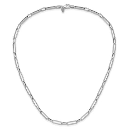 14K White Gold Polished And Textured Fancy Link Chain Necklace