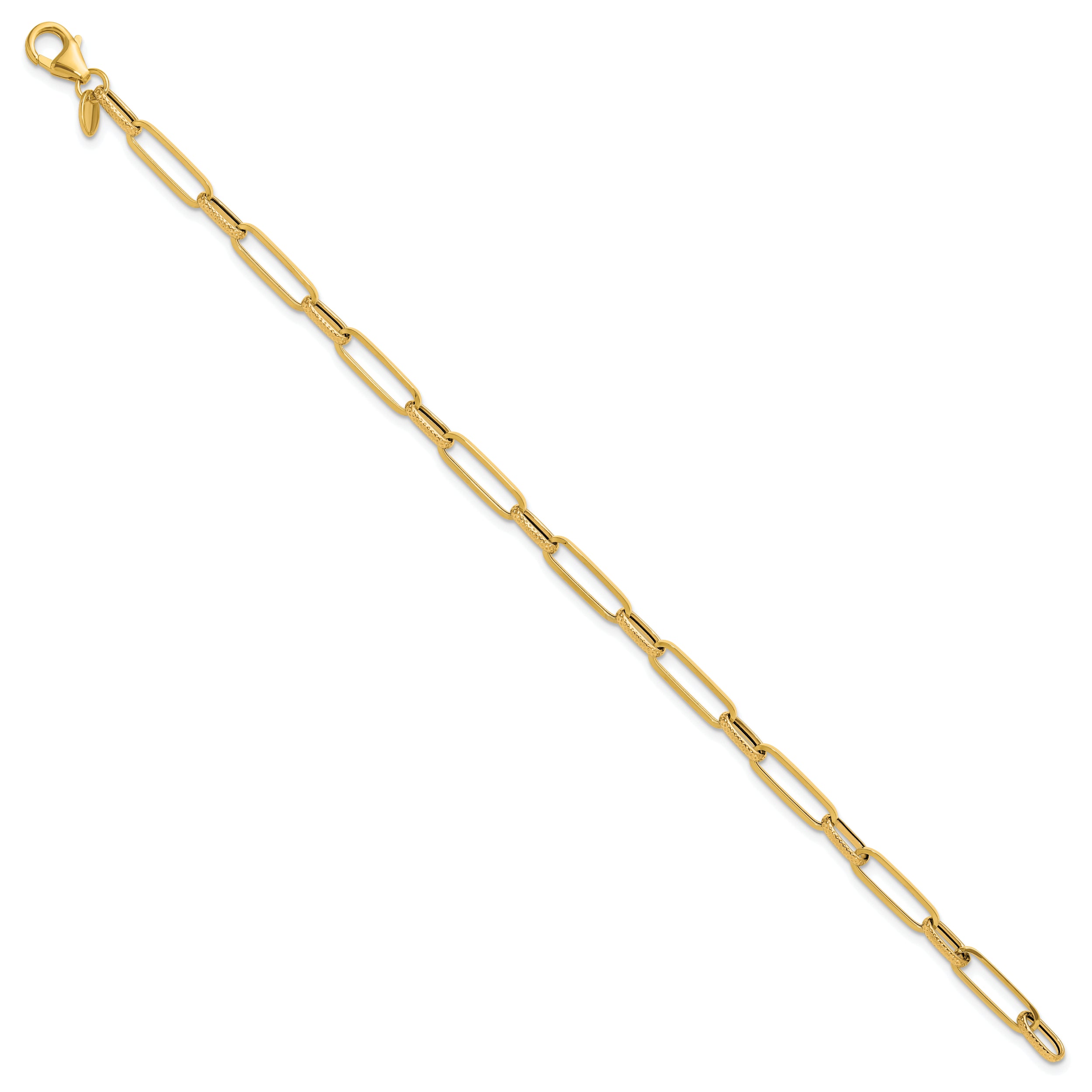 14K Yellow Gold Polished/Textured Fancy Link Bracelet