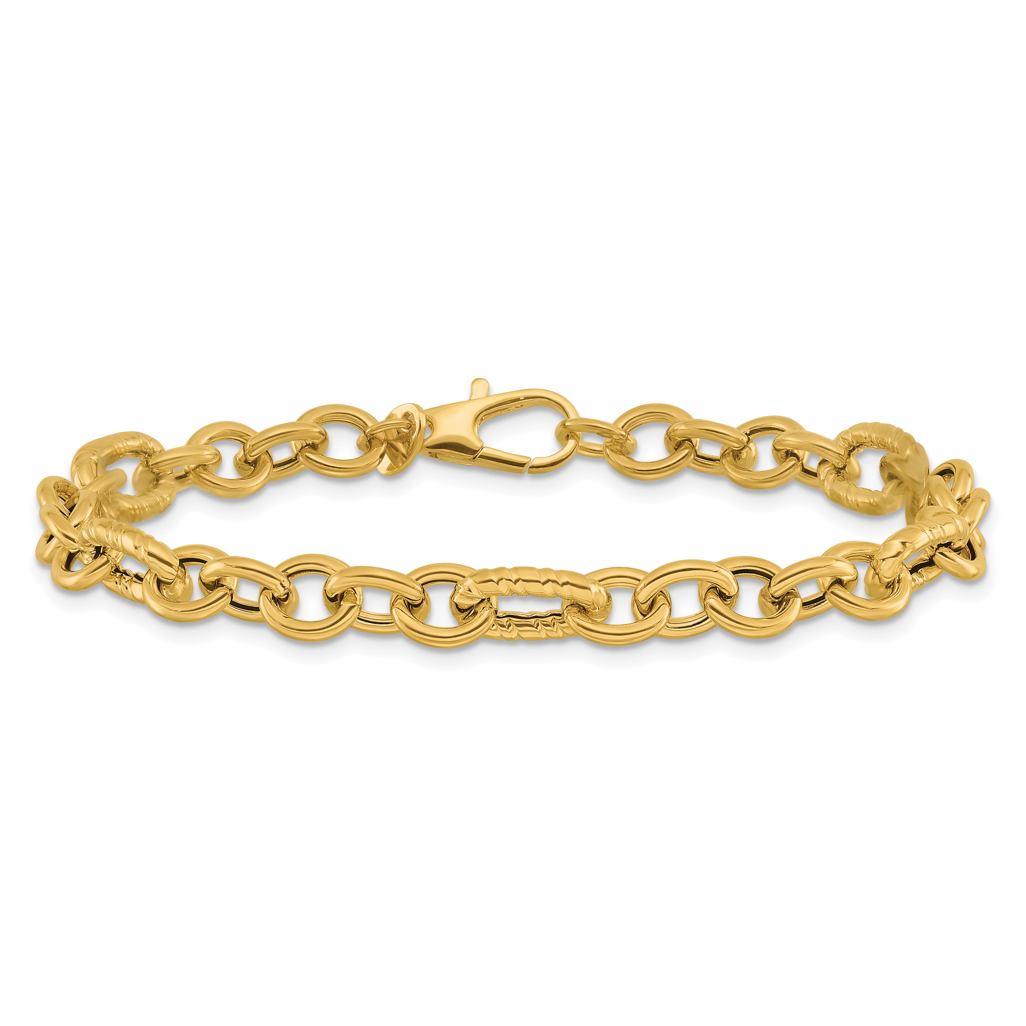 14K Yellow Gold Polished Fancy Link Bracelet