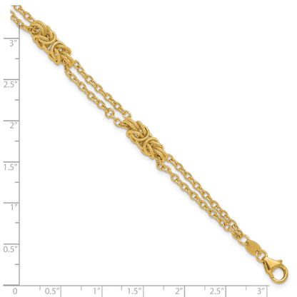 14K Yellow Gold Polished And Textured Multi Strand Bracelet