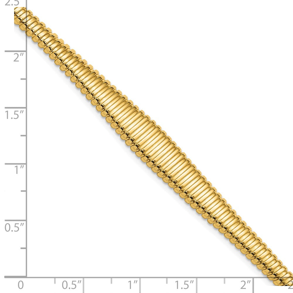 14K Yellow Gold Polished Ridged Graduated Bracelet