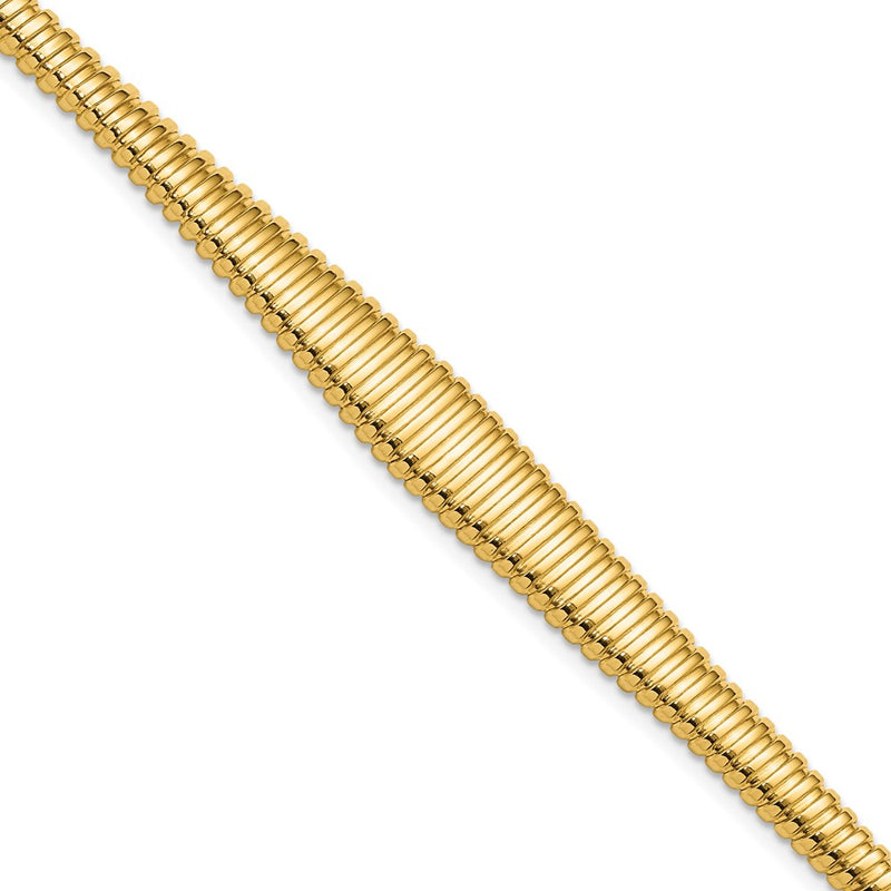 14K Yellow Gold Polished Ridged Graduated Bracelet