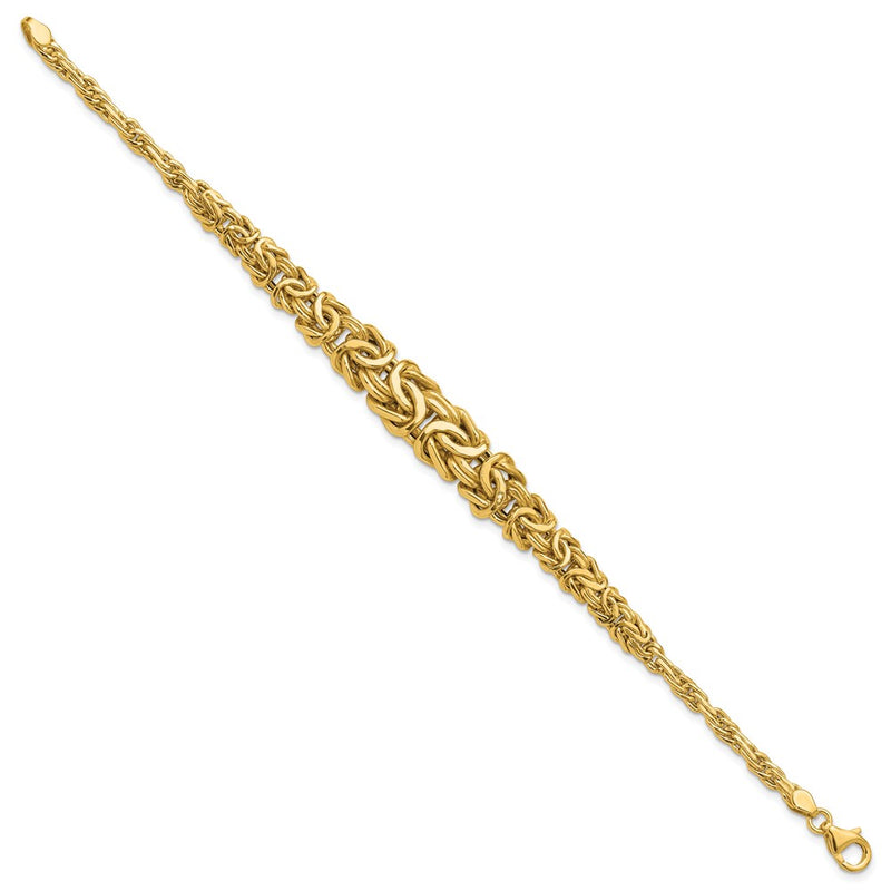 14K Yellow Gold Polished Byzantine Graduated Chain Bracelet
