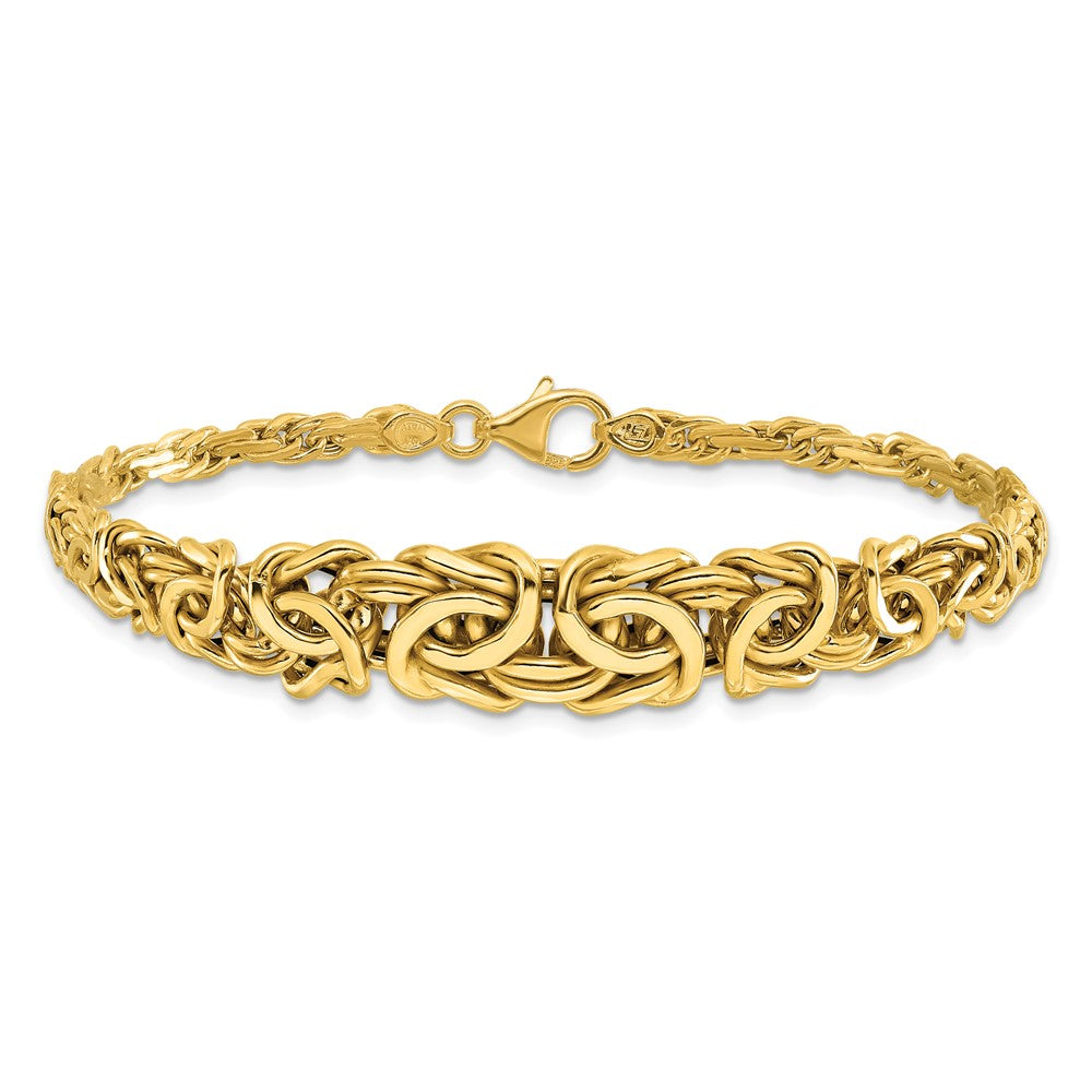14K Yellow Gold Polished Byzantine Graduated Chain Bracelet