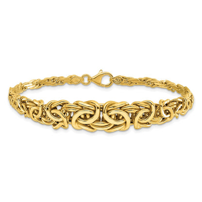 14K Yellow Gold Polished Byzantine Graduated Chain Bracelet