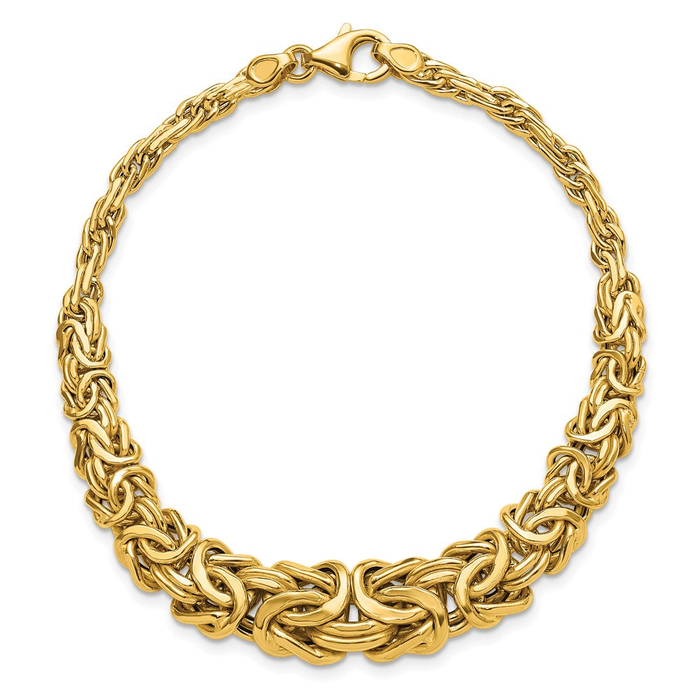 14K Yellow Gold Polished Byzantine Graduated Chain Bracelet