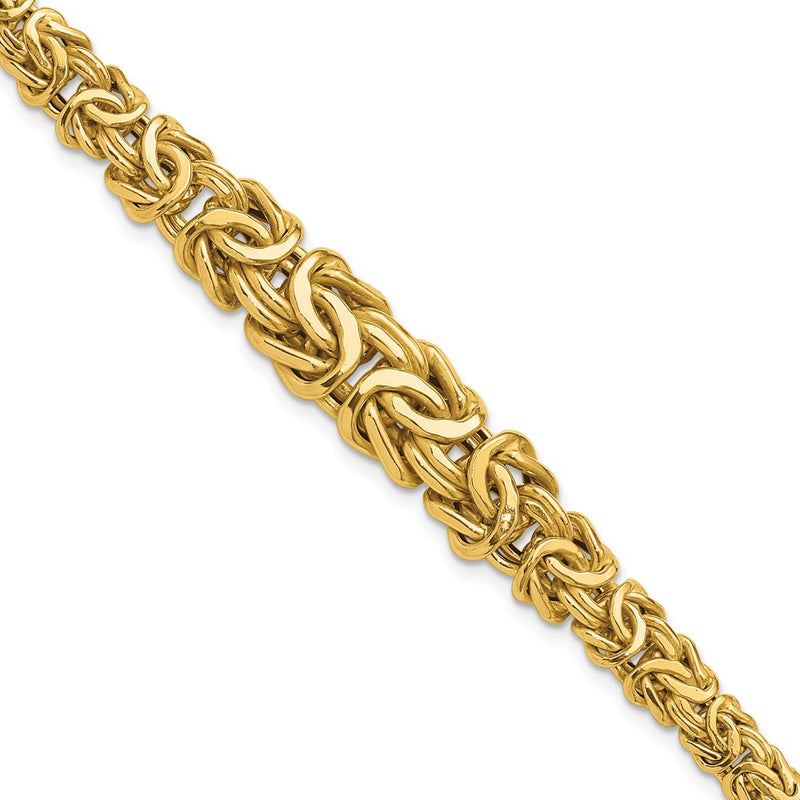 14K Yellow Gold Polished Byzantine Graduated Chain Bracelet