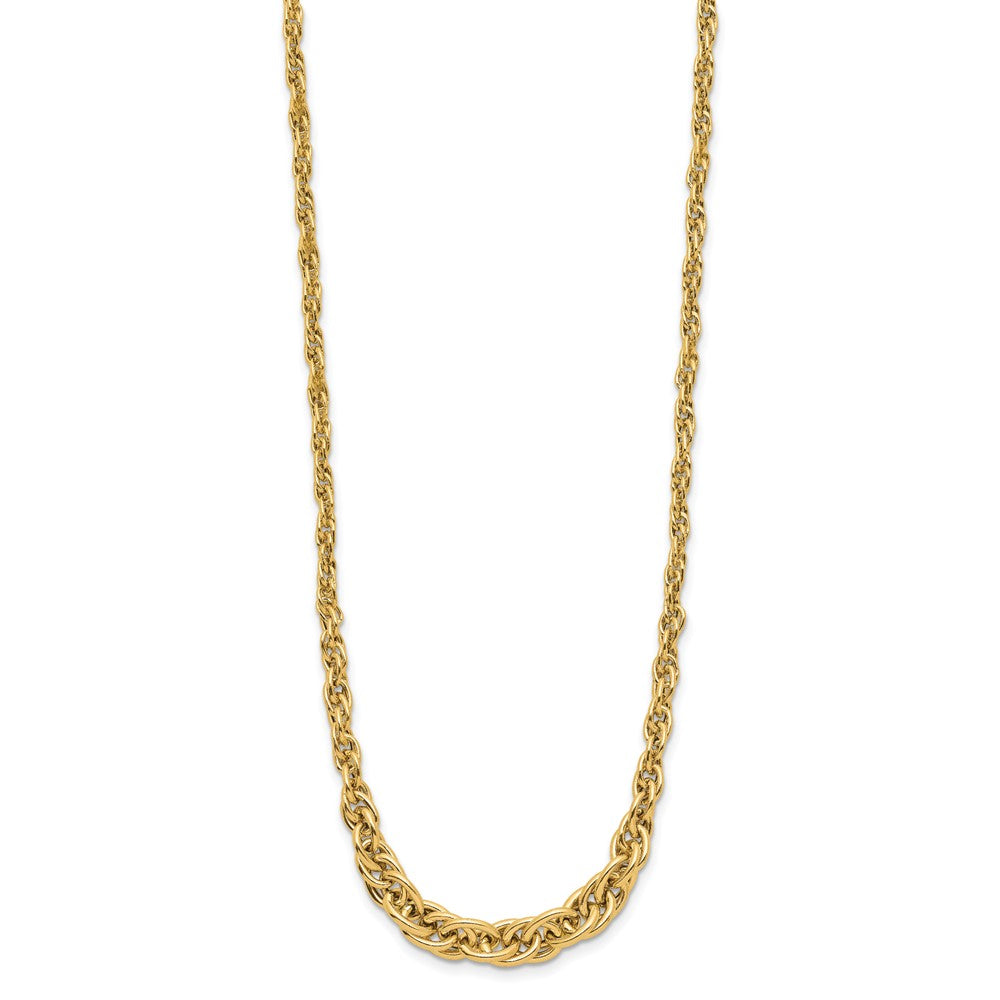 14K Yellow Gold Polished Graduated Fancy Link Necklace