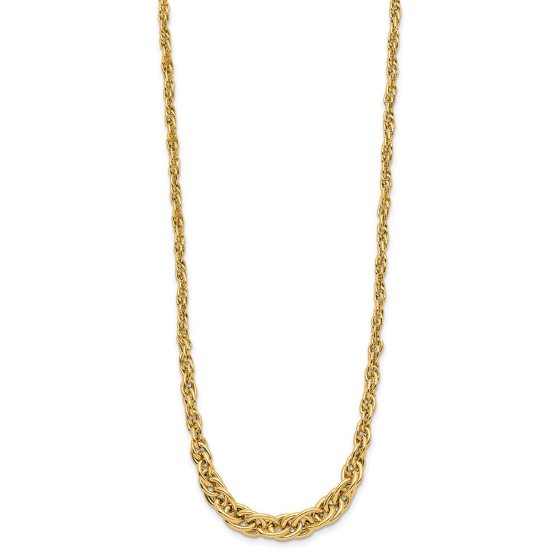 14K Yellow Gold Polished Graduated Fancy Link Necklace
