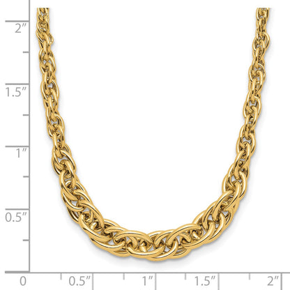 14K Yellow Gold Polished Graduated Fancy Link Necklace