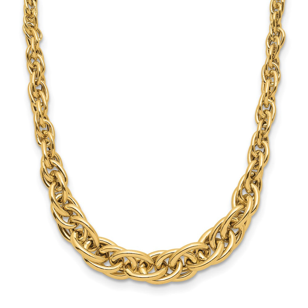 14K Yellow Gold Polished Graduated Fancy Link Necklace