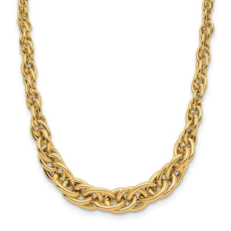 14K Yellow Gold Polished Graduated Fancy Link Necklace