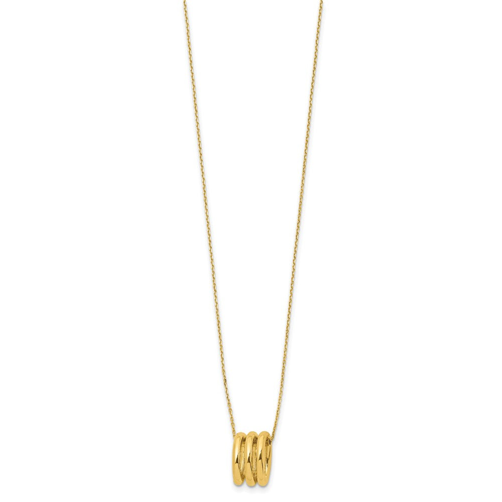 14K Yellow Gold Polished Oval Links With 2In Ext. Necklace