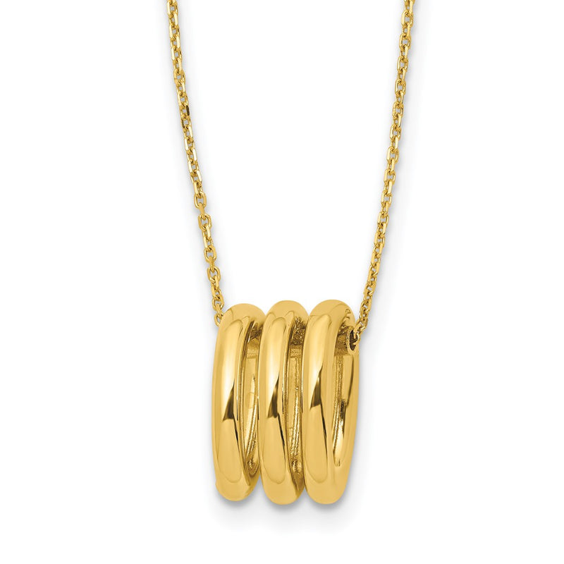 14K Yellow Gold Polished Oval Links With 2In Ext. Necklace