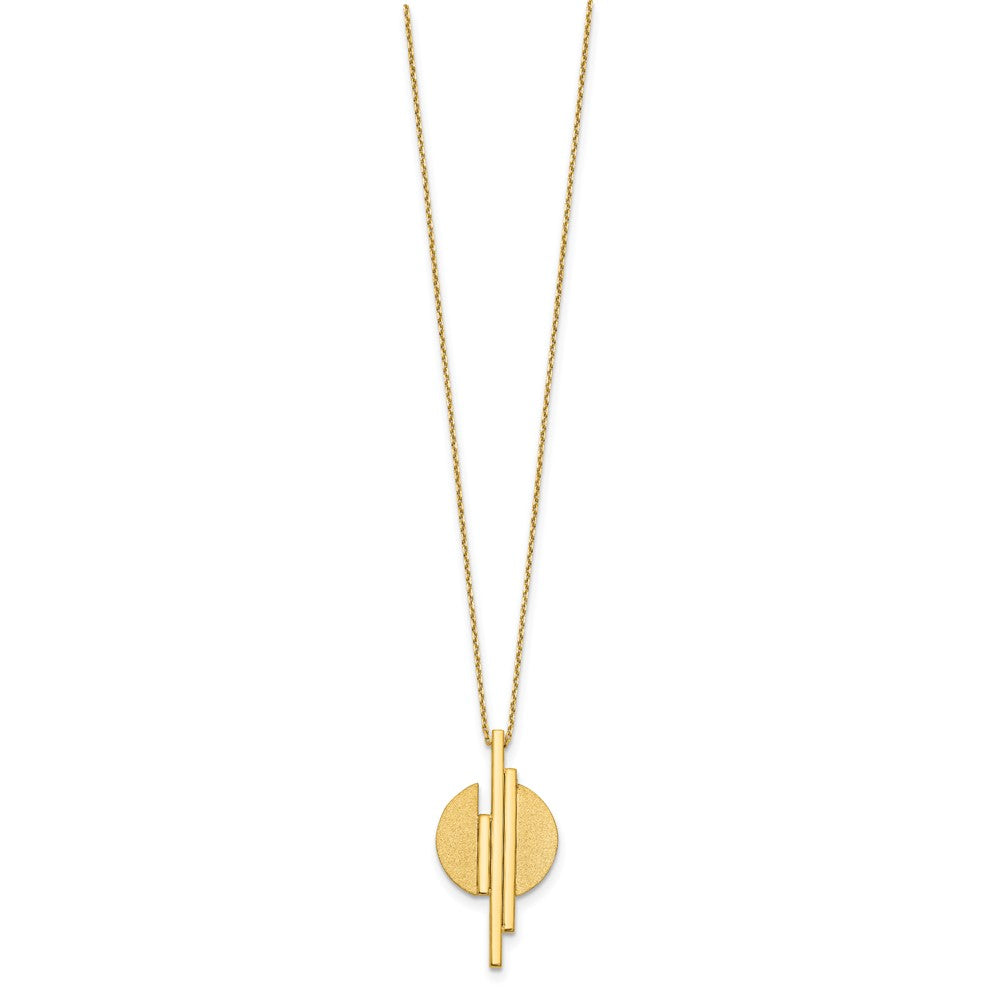14K Yellow Gold Polished And Brushed With 2In Ext. Necklace