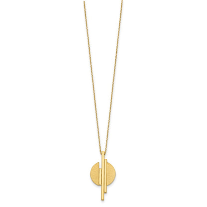 14K Yellow Gold Polished And Brushed With 2In Ext. Necklace