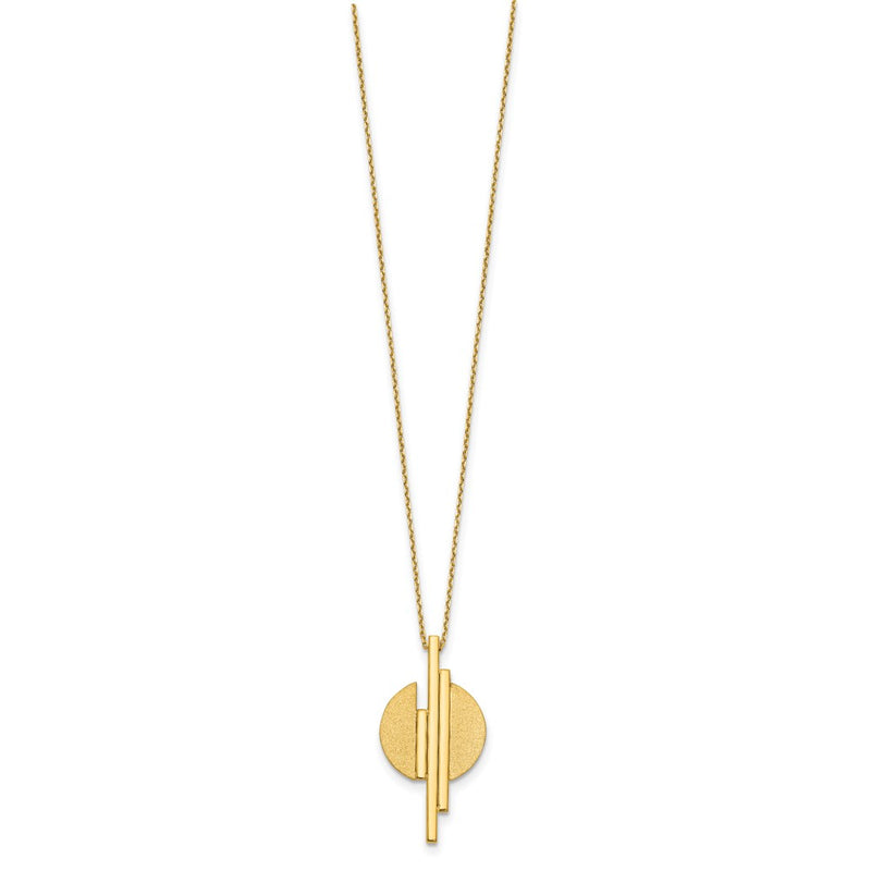 14K Yellow Gold Polished And Brushed With 2In Ext. Necklace