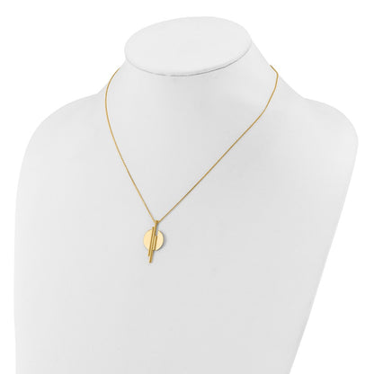 14K Yellow Gold Polished And Brushed With 2In Ext. Necklace