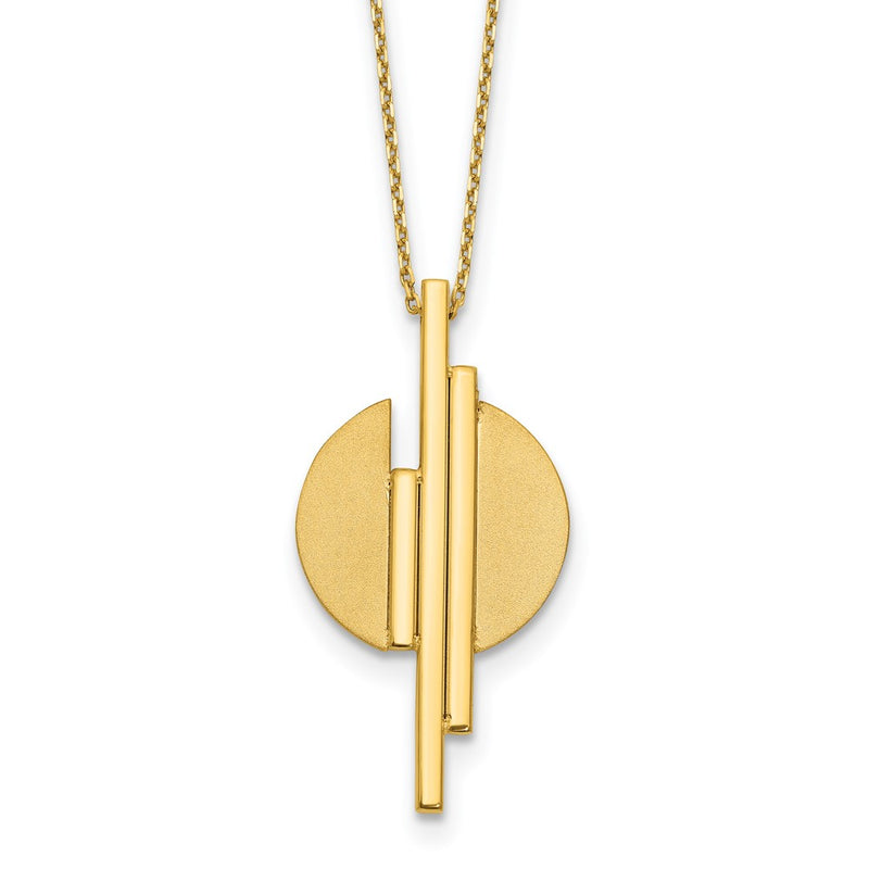 14K Yellow Gold Polished And Brushed With 2In Ext. Necklace