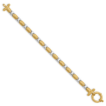 14K Two Tone Polished Fancy Link Bracelet