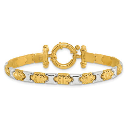 14K Two Tone Polished Fancy Link Bracelet
