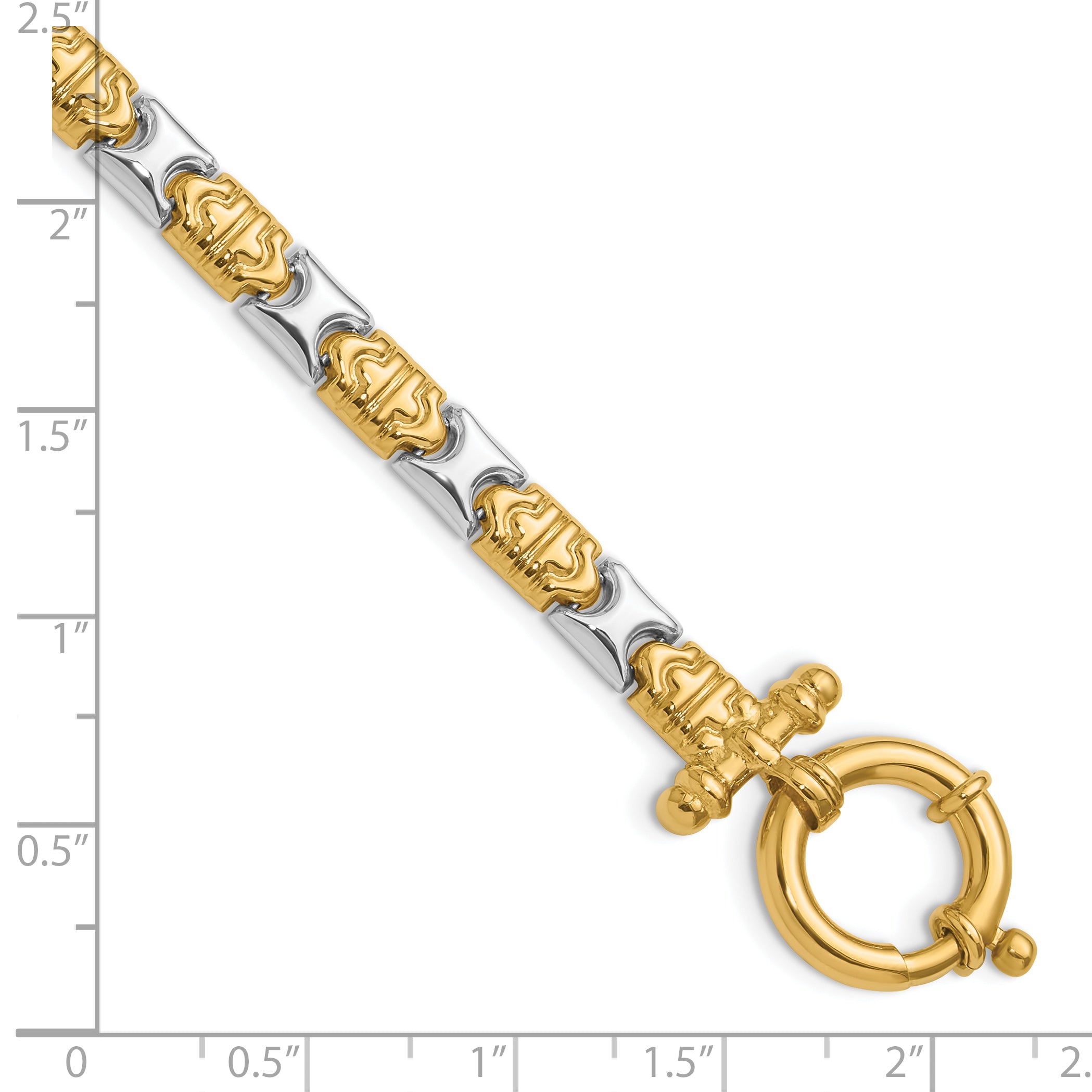14K Two Tone Polished Fancy Link Bracelet