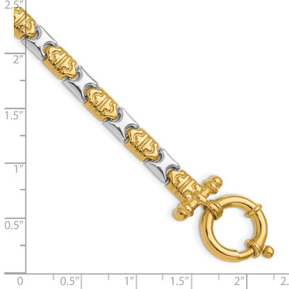 14K Two Tone Polished Fancy Link Bracelet