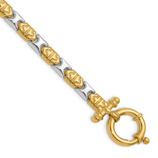 14K Two Tone Polished Fancy Link Bracelet