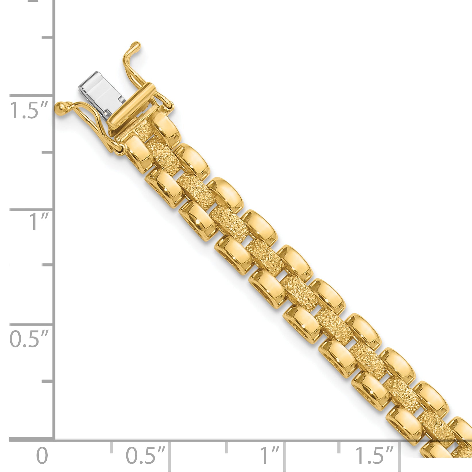 14K Yellow Gold Polished And Textured Fancy Link Bracelet