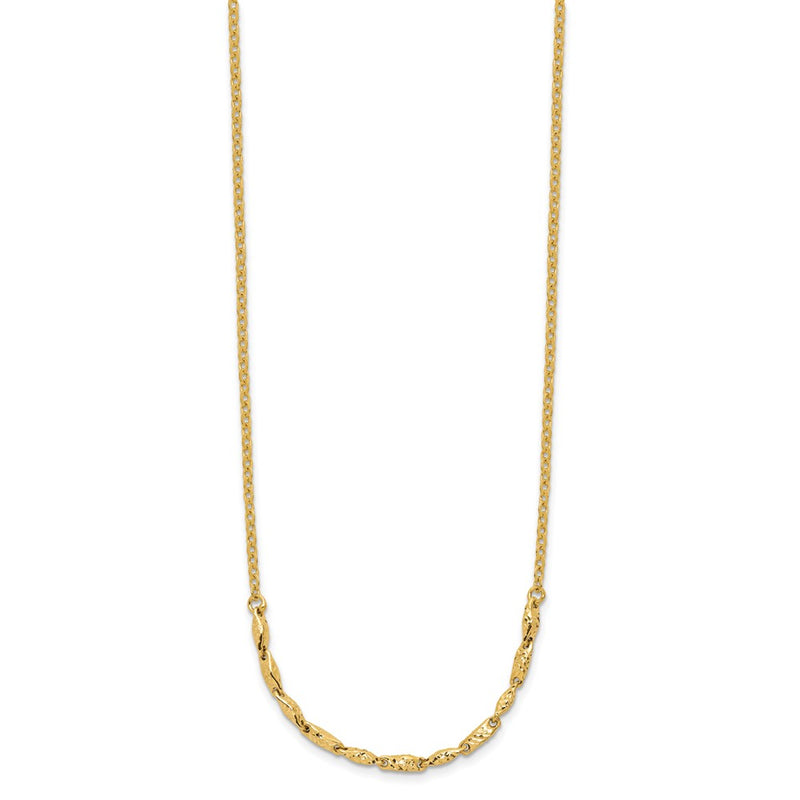 14K Yellow Gold Polished And Diamond Cut With 1In Ext. Necklace