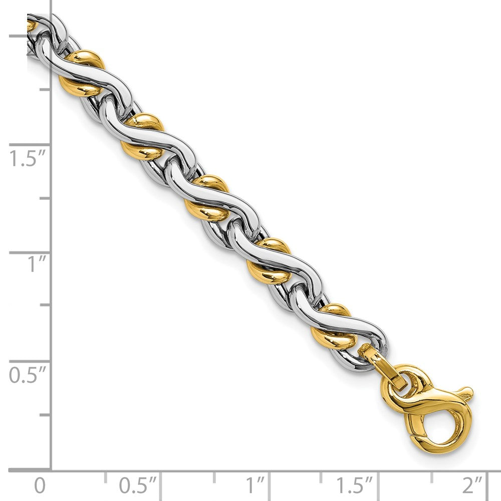 14K Two Tone Polished Fancy Link Bracelet