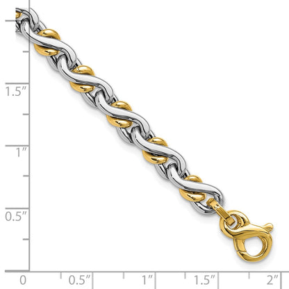 14K Two Tone Polished Fancy Link Bracelet