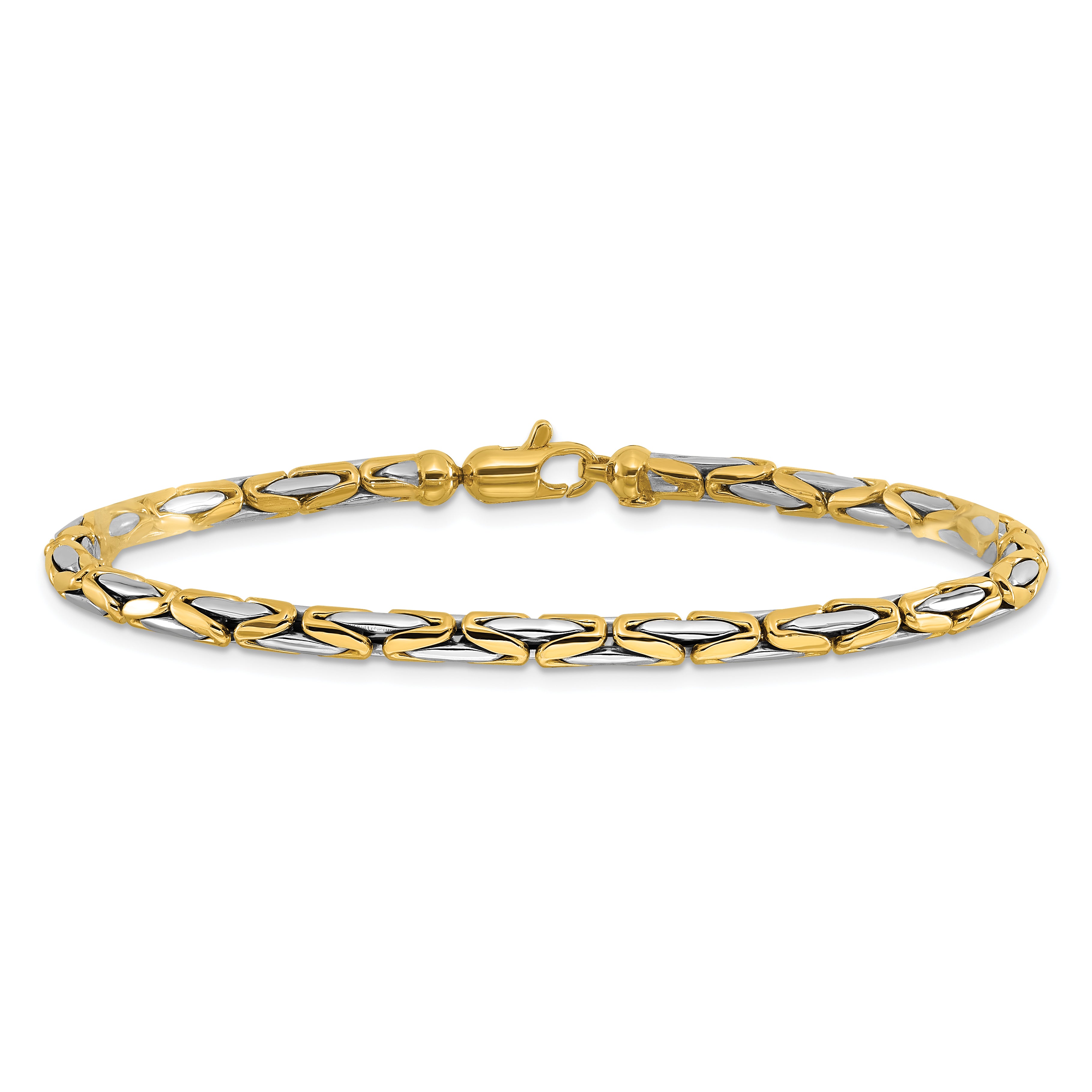 14K Two Tone Polished Fancy Link Bracelet