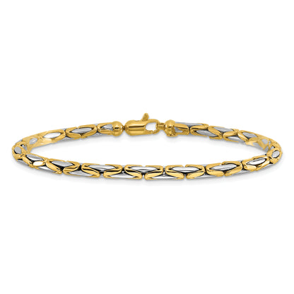 14K Two Tone Polished Fancy Link Bracelet