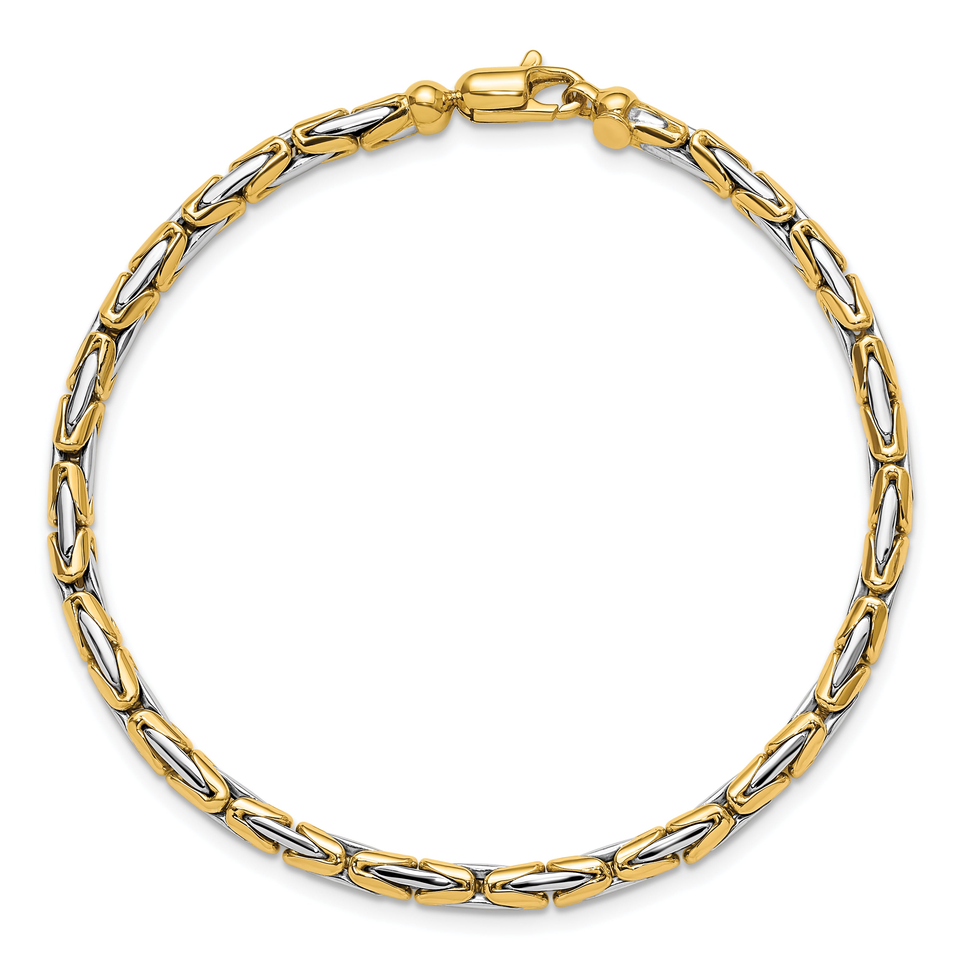 14K Two Tone Polished Fancy Link Bracelet