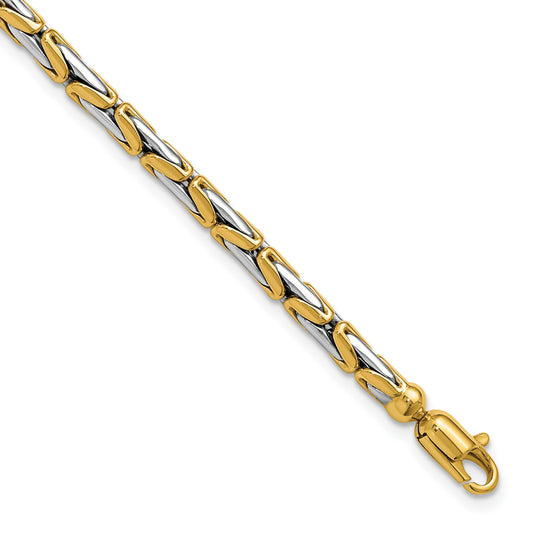 14K Two Tone Polished Fancy Link Bracelet