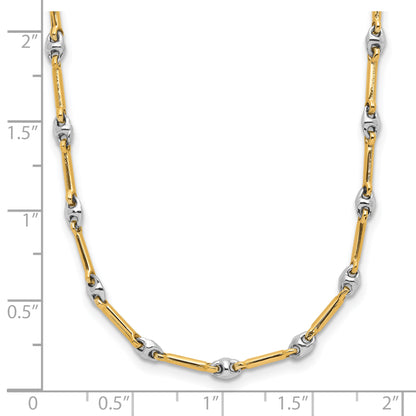 14K Two Tone Polished Fancy Link Necklace