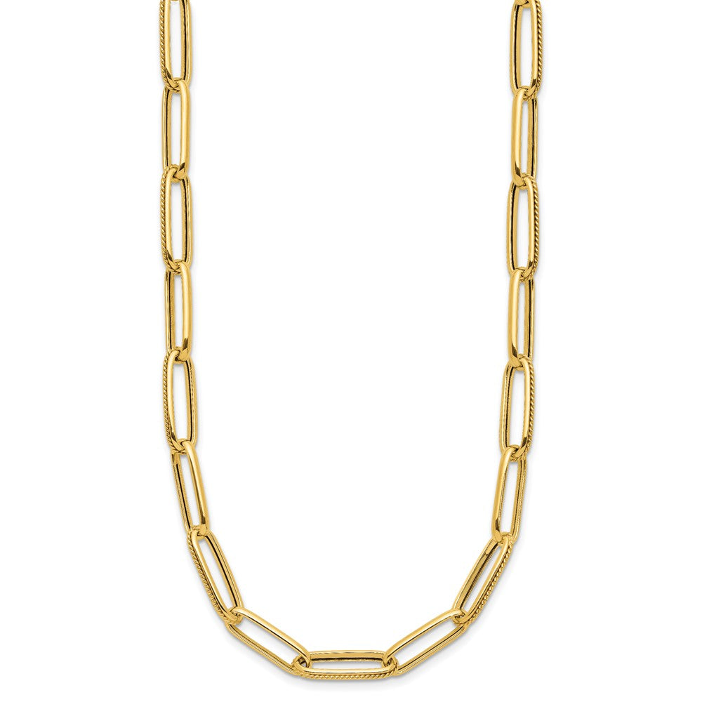 14K Yellow Gold Polished And Textured Fancy Link Necklace