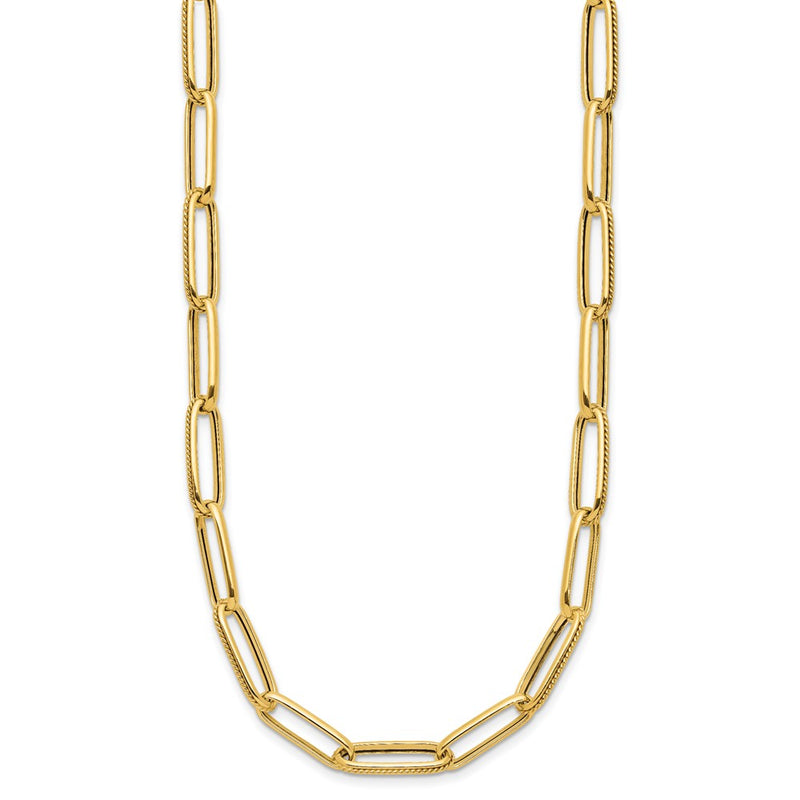 14K Yellow Gold Polished And Textured Fancy Link Necklace